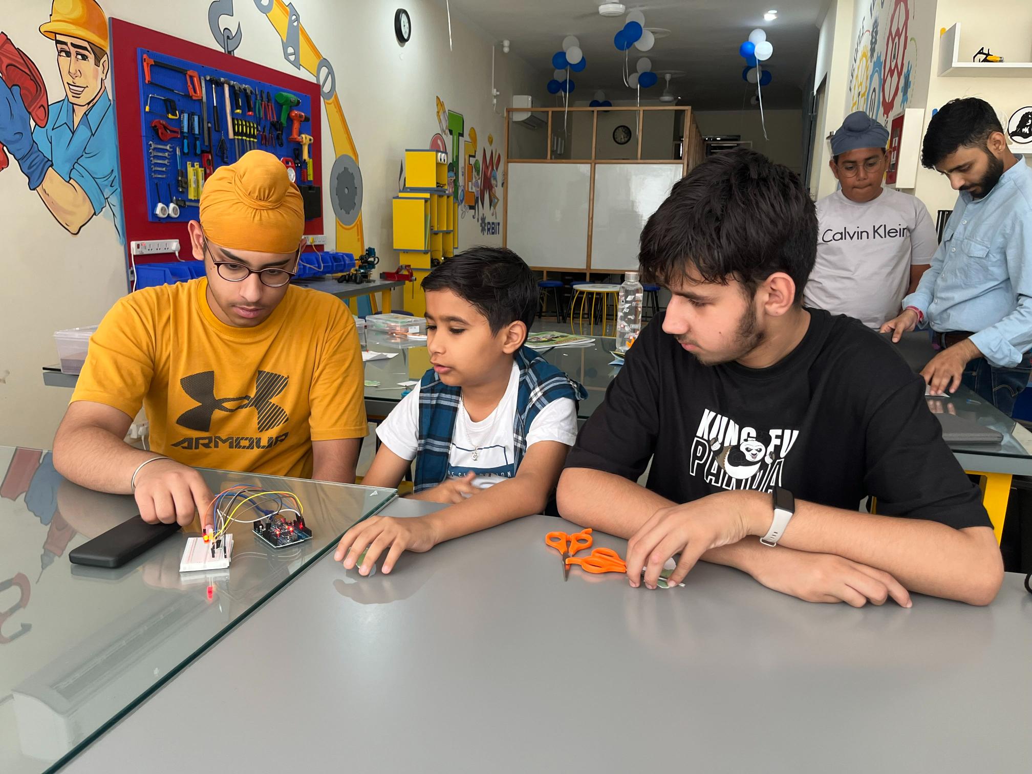 Student testing a drone prototype